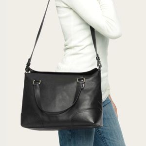 Frye Claude Leather Satchel Crossbody Black